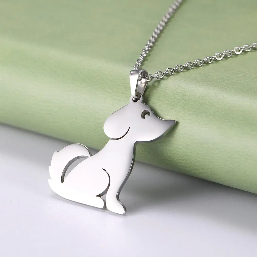 Dog Silver 1 Lemegeton Милая Панда Сова Медведь свинья собака кошка ожерелье женское из нержавеющей стали ювелирные изделия друзья подарок животное Чокер ожерелья бижутерия - Окраска металла: Dog Silver 1
