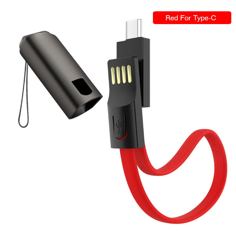 Мини кабель для зарядки телефона type-C портативный микро-usb зарядный кабель для телефона 2.4A Быстрая зарядка дата кабель передачи данных для huawei - Цвет: Red-TypeC