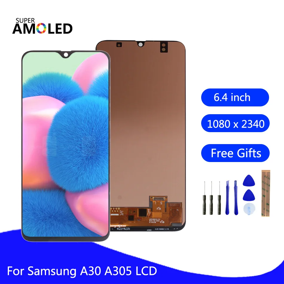 ЖК-дисплей AMOLED для Samsung Galaxy A30/A305/A305F с дигитайзером в сборе SAMSUNG A30 сенсорный экран |