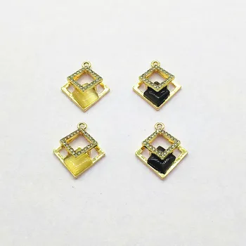 

New arrival!22x20mm 50pcs Rhinestone/resin cat eye effect Square charm for Earrings Making/DIY parts,Jewelry Finding & Component