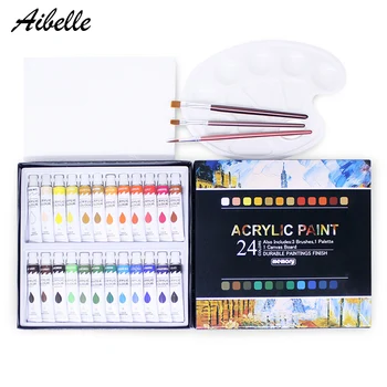 

Aibelle 24 Colors Tube Acrylic Paint set Professional Hand Painted Wall Paint Artist Draw Art Painting Drawing Tools Pigments