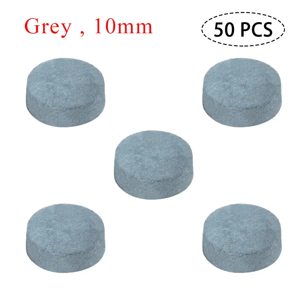 50 PCS Pool Cue Tips Billiard Cue Head 9MM / 10MM / 12MM / 13MM Pool Cue Tips Leather Camping Hiking - Цвет: Grey 10mm