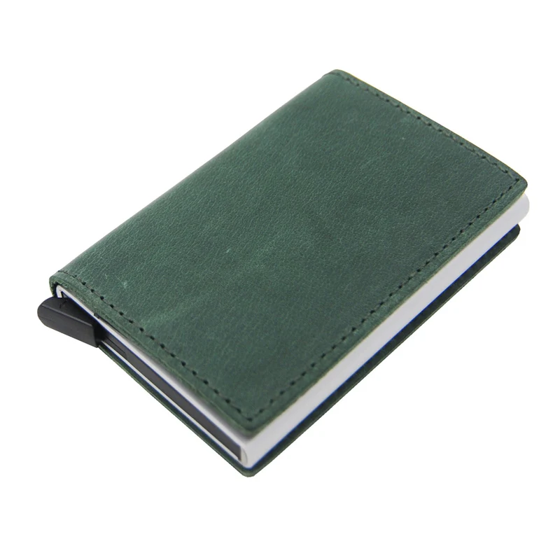 Натуральная кожа RFID сумочки Для мужчин кредитницы тонкий кошелек мужской кошелек мини тонкий кошелек для денег Уоллер Vallet Walet - Цвет: green
