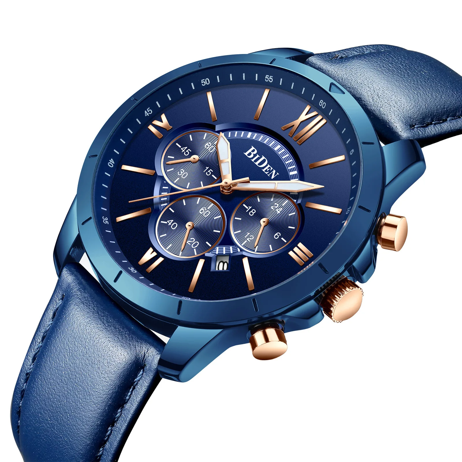 

Biden MEN'S Watch Waterproof Fashion MEN'S Watch Simple Leather Belt Students Casual Korean-style Trend Watch Six-pin