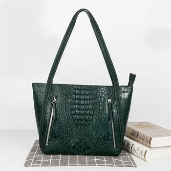 

Authentic Crocodile Skin Women's Chic Tote Purse Lady Top-handle Handbag Genuine Alligator Leather Female Single Shoulder Bag