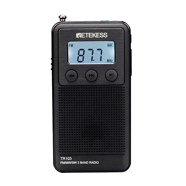 Retekess TR103 карман портативное мини-радио FM/MW/SW Цифровая настройка радио 9/10 кГц MP3 музыкальный плеер с Перезаряжаемые Батарея