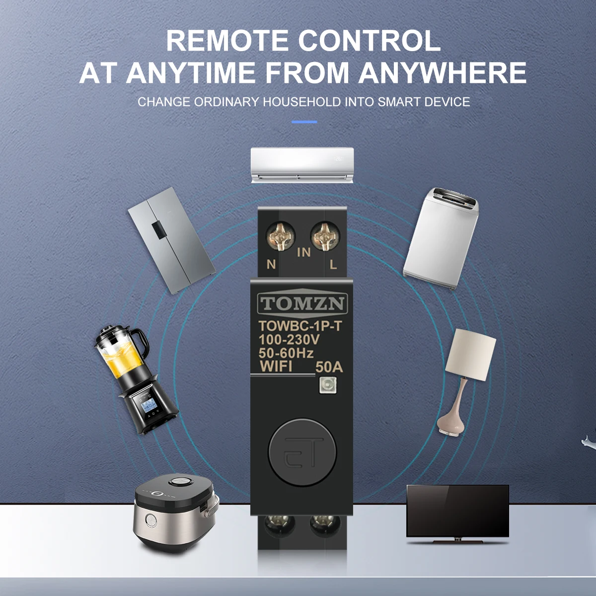 Interruptor Autom/ático WiFi Disyuntor Smart Disyuntor KKmoon Interruptor protector de circuito 1P 50A//2P 63-80A Interruptor de sincronizaci/ón control de voz del tel/éfono remoto del disyuntor