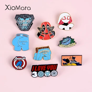 

American Super Hero Enamel Pins I Love You Three Thousands Tony Steve Bruce Brooches Badge Lapel pins For Movie Fans Friends