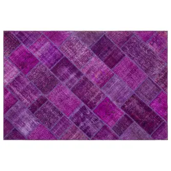 

Handmade Fuchsia Vintage Overdyed Patchwork Area Rug 160 X230 Cm-5'3''X7'7''