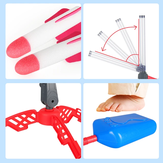 Adjustable Stomp Rocket Launcher Toys Sport Game Kids Rocket Launcher Air Step Pump Power Rocket Outdoor Sport Toys For Children 3