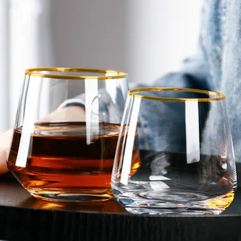 

Brief Whiskey Glass Transparent Mug Drinking Glasses Creative 400ml Borosilicate Cup Wine Tumblers for Household Party Drinkware