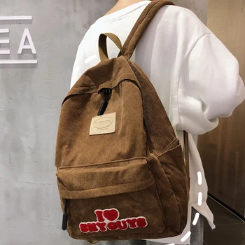 

Cute Stripe Vintage Backpack Corduroy Women School Bag Teenage Girl Harajuku Backpack kawaii Female Fashion Bag Lady Luxury Book