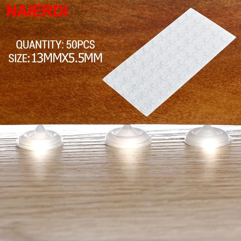 NAIERDI 40/50/80PCS Self-adhesive Cabinet Bumpers Silicone Rubber Pads Cabinet Catches Durable Cushion Prevent Noisy Hardware silicone furniture pads,rubber furniture pads