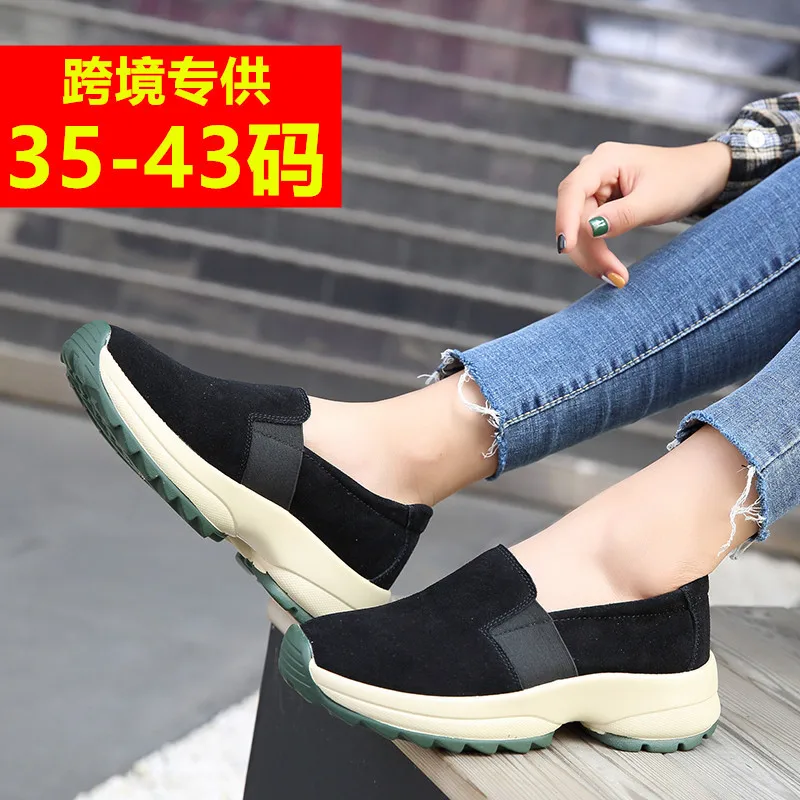 

Large Size 4243 Spring And Autumn Genuine Leather Thick Bottomed Platform Shoes Slip-on WOMEN'S Casual Shoes Cow Split Leather S
