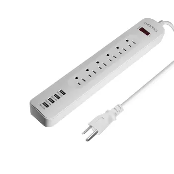 

LUCK Multifunctional Surge Protective Platooninsert 6 Outlet Extension Socket Power Strip with 4 USB Charging Ports