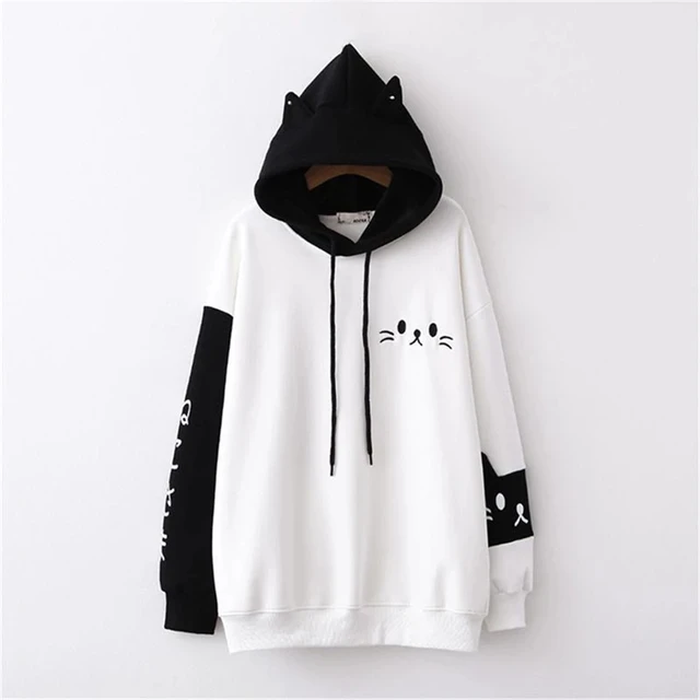 Kawaii Japanese Black & White Neko Sweater 6