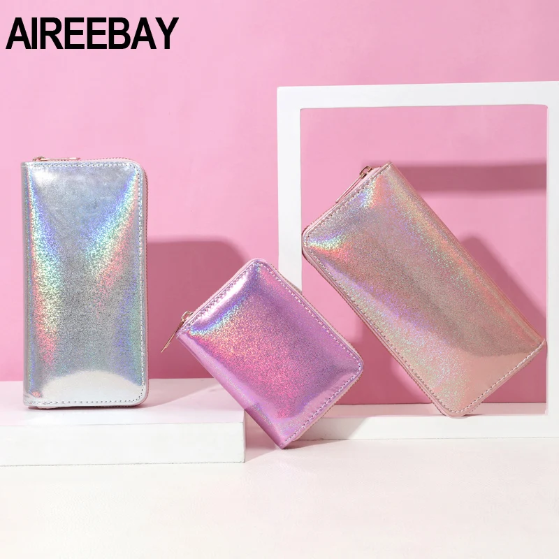 Женская сумка-кошелек AIREEBAY голографический кожаный бумажник лазерный