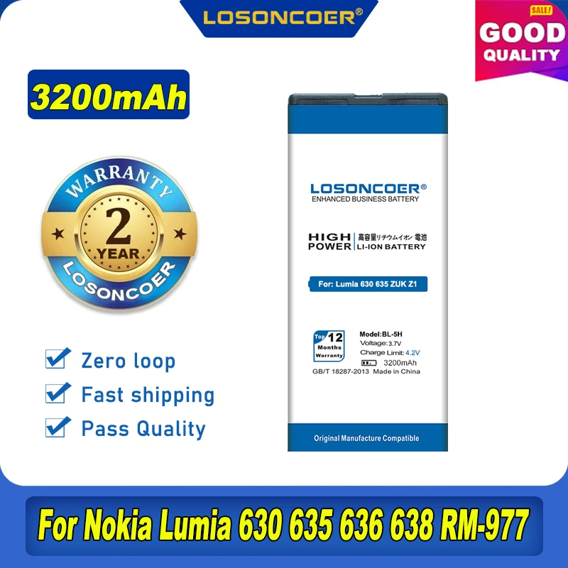 100% Оригинальный LOSONCOER 3200 мА/ч BL-5H BL 5H чехол с подставкой и отделениями для карт Nokia