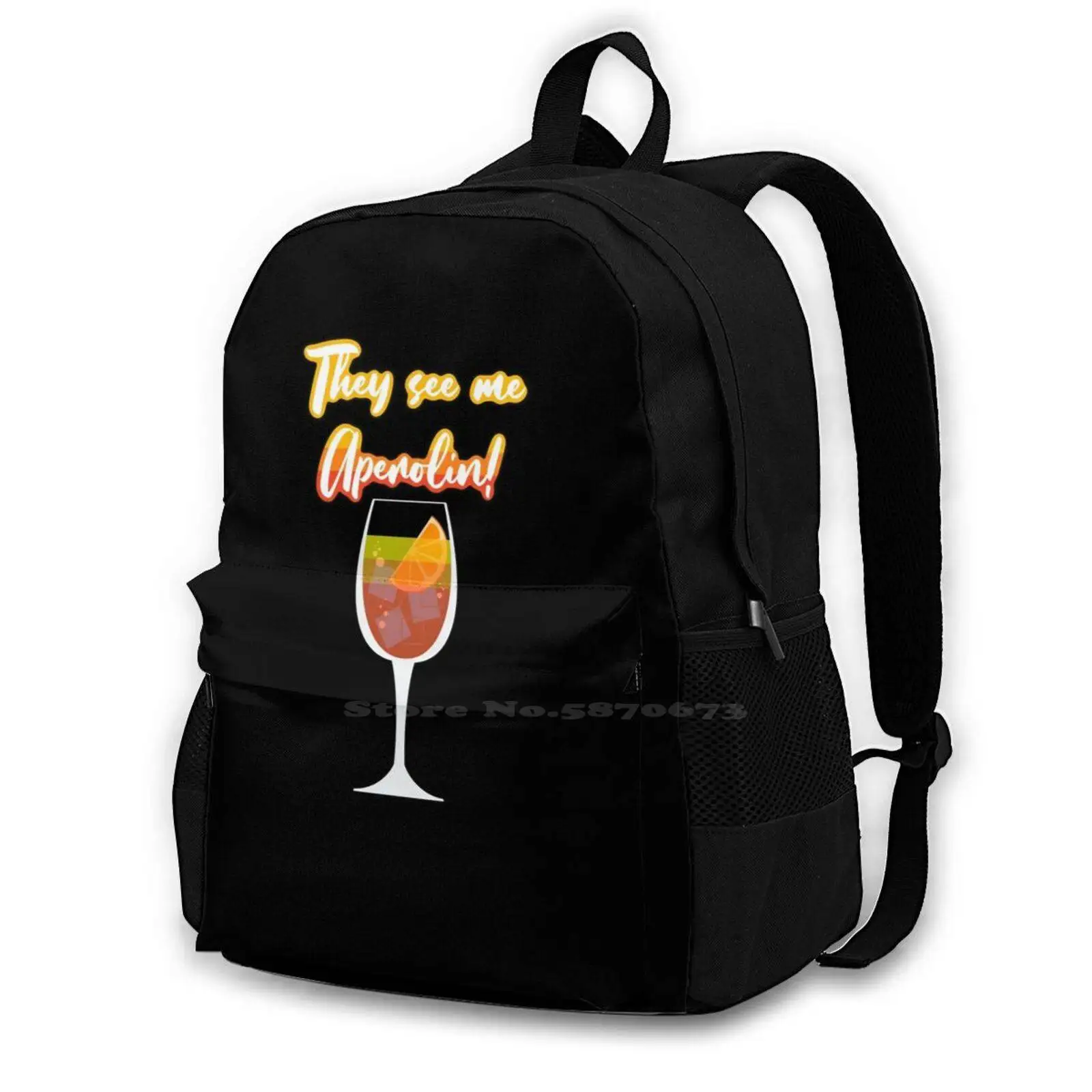 Cocktail Spritz 3D Print Design Zaino Casual Bag Drink Cocktail Spritz Italy Spritz Orange Campari Champagne Enothential Soda