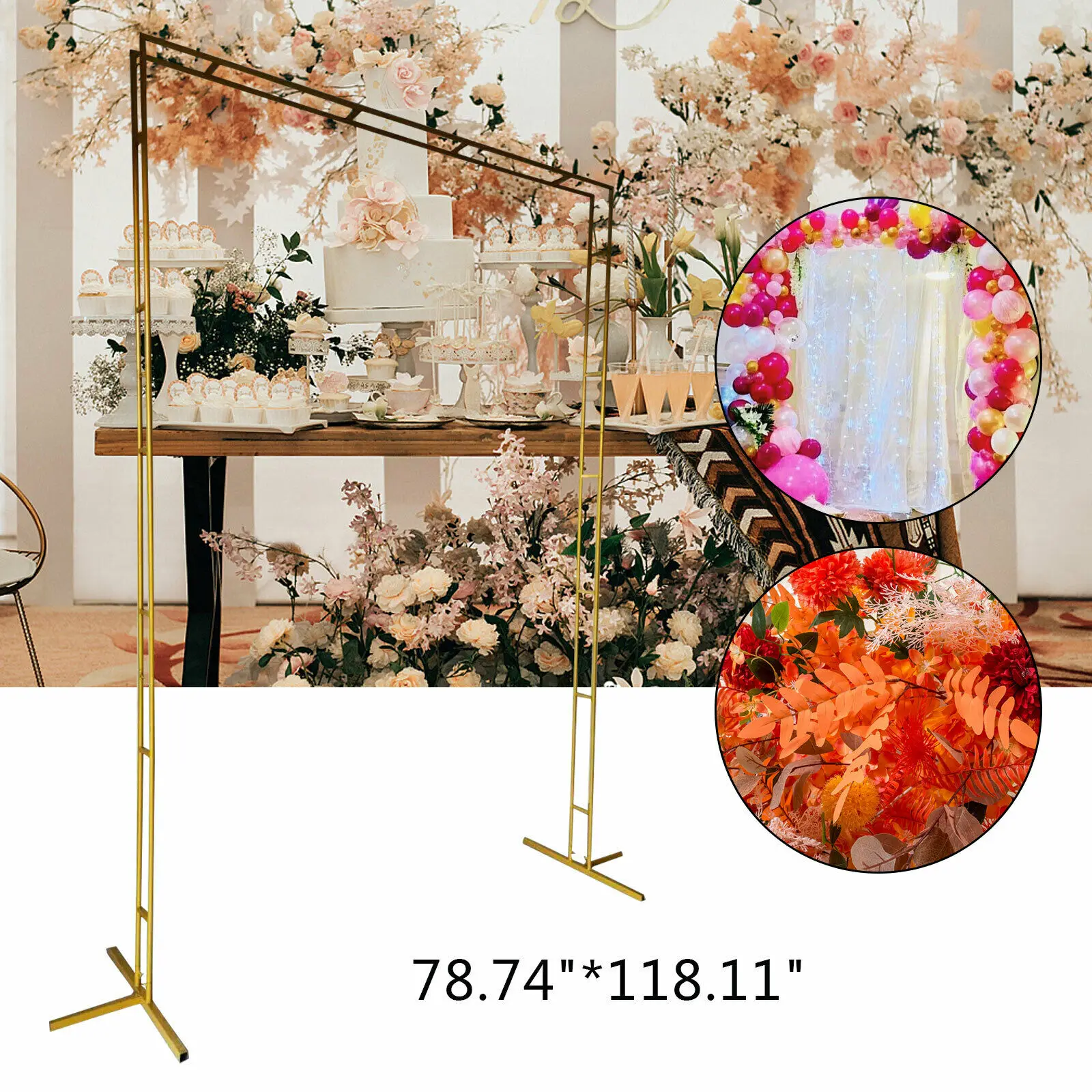 Hot Sale Gold Color Wedding Arch Frame Flower Stand Balloon Background Party Decor Supplies Home Party Application