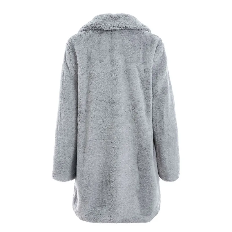 Женская меховая куртка размера плюс, пальто из меха ягненка, Длинное свободное зимнее меховое пальто, элегантное женское повседневное утолщенное теплое плюшевое пальто из искусственного меха 3XL