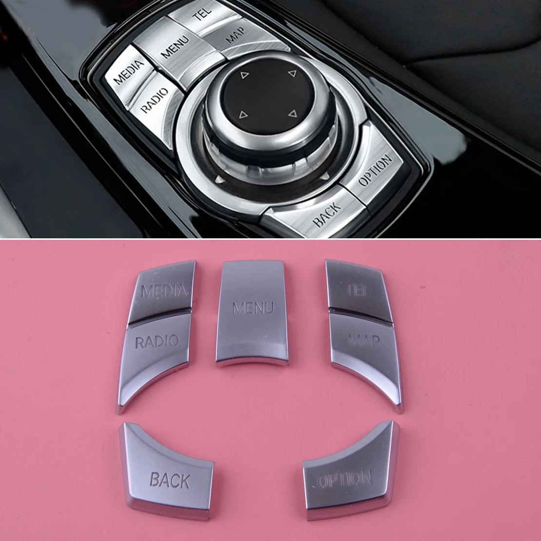 DWCX 5 шт. серебристый ABS Автомобильный мультимедийный чехол с 7 кнопками наклейка