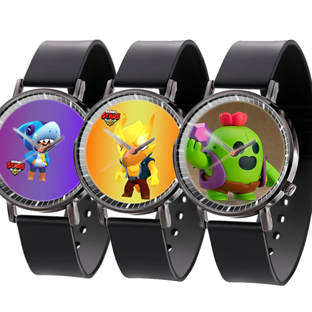 Reloj de pulsera de Brawls Stars para niños y niñas, juguete de figuras de Anime con estampado 3D de cuervos, Leon, Spike, regalo de Navidad y cumpleaños