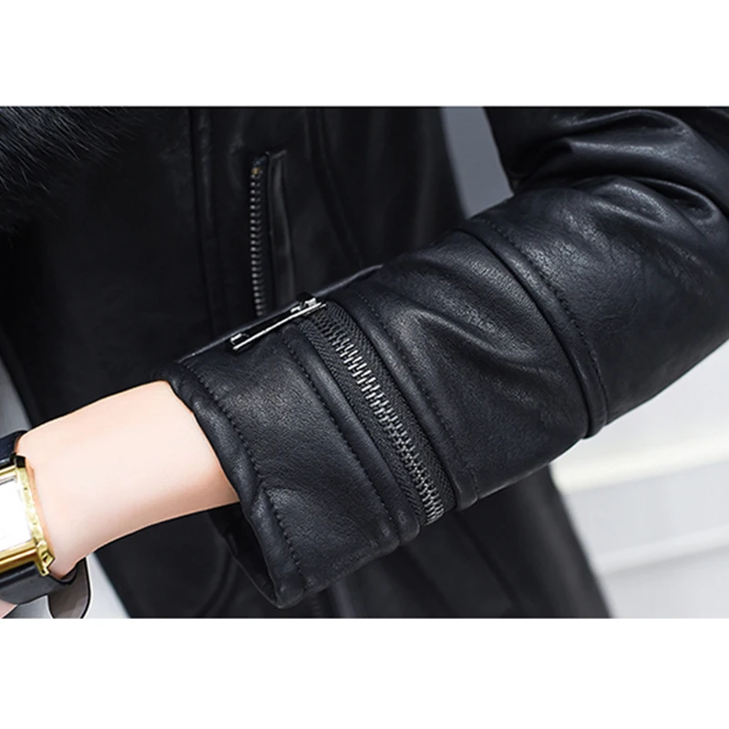 Зимние черные женские куртки с воротником из искусственного меха пальто