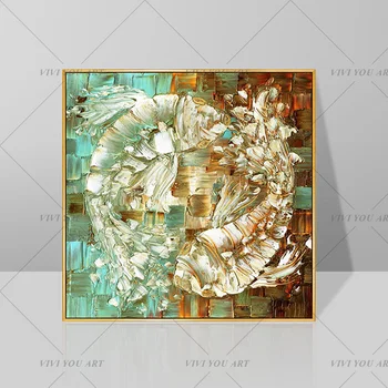 

Hand-painted Abstract Animal Fish Oil Painting on Canvas Textured Knife Abstract Fishes Oil Painting Wall Decor Christmas Gift