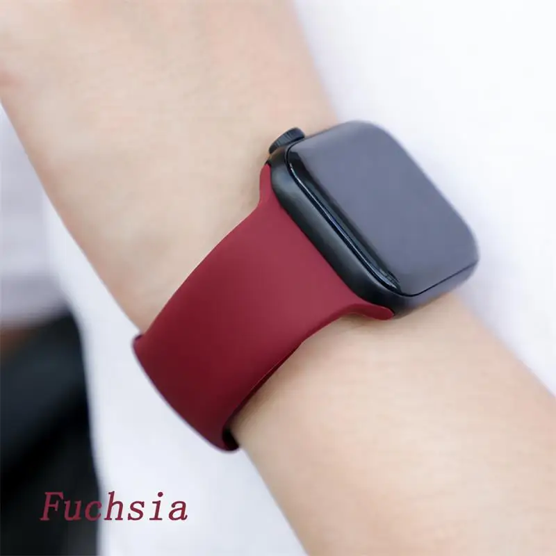 Fuchsia Ремешок для apple watch 5 4 ремешок 44 мм iwatch ремешок 42 мм correa 38 мм 40 мм спортивный силиконовый браслет ремешок для часов 4 3 2 - Цвет ремешка: Fuchsia