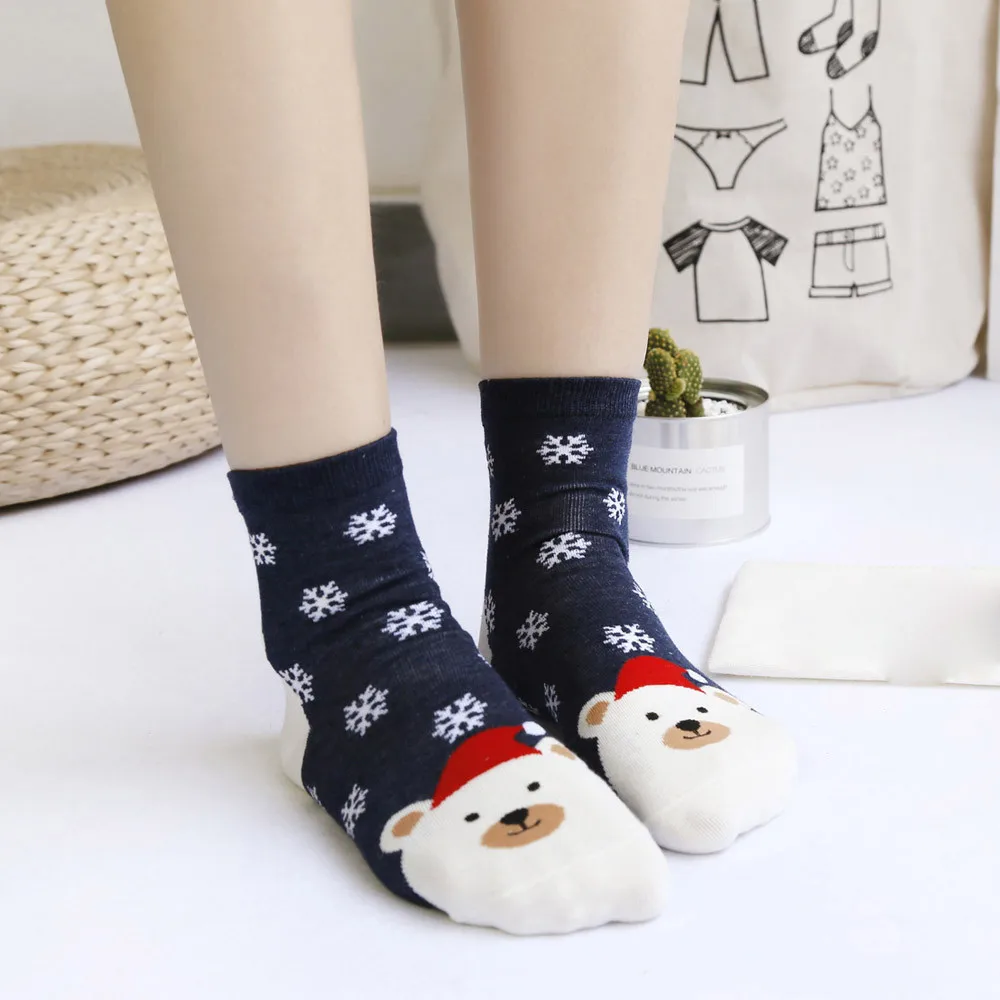 1 пара рождественских носков Женские повседневные зимние рождественские носки хлопковые Мультяшные теплые женские носки, подарок на Рождество
