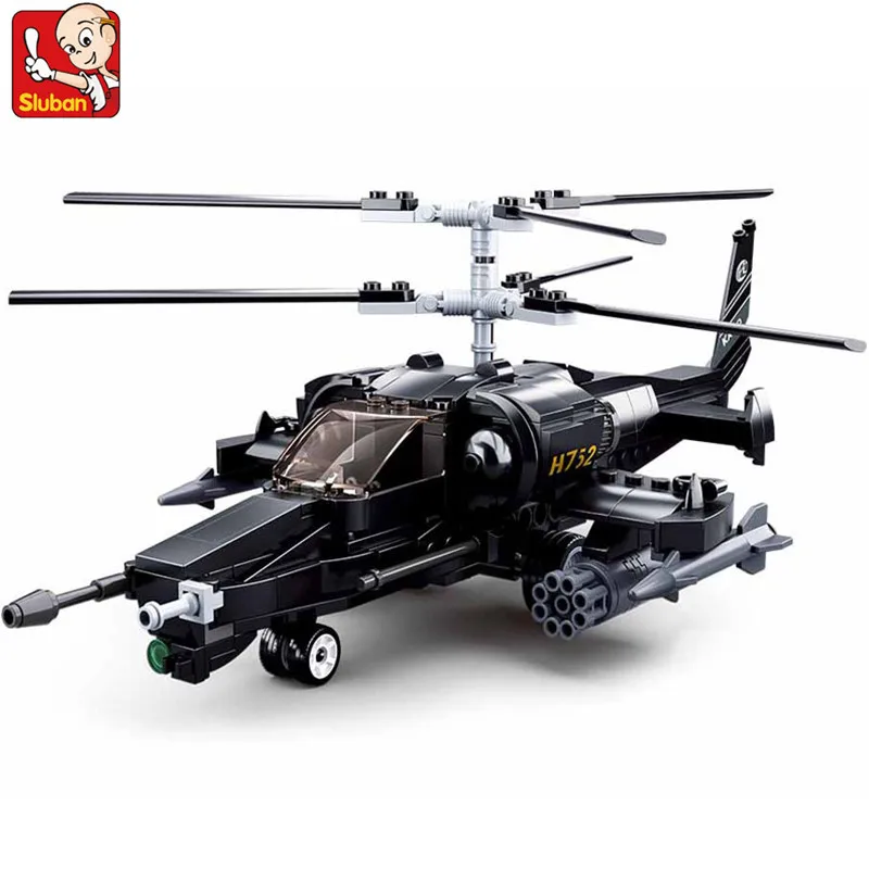 330Pcs 군사 KA-50 무장 헬리콥터 모델 벽돌 DIY 크리 에이 티브 건설 빌딩 블록 세트 교육 완구