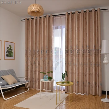 

Black Silk Full Blackout Curtain Fabric Living Room Bedroom Study High-end Curtain Printed French Window Fabric Jacquard Cartoon