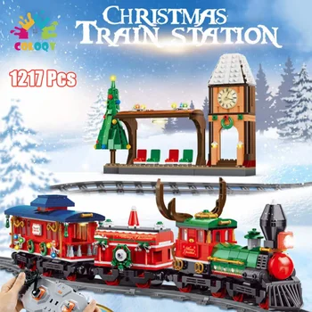 

Technic Blocks Electric Train Model Building Blocks RC Christmas Station Bricks Idear Constructor Model Kit Toys For Children