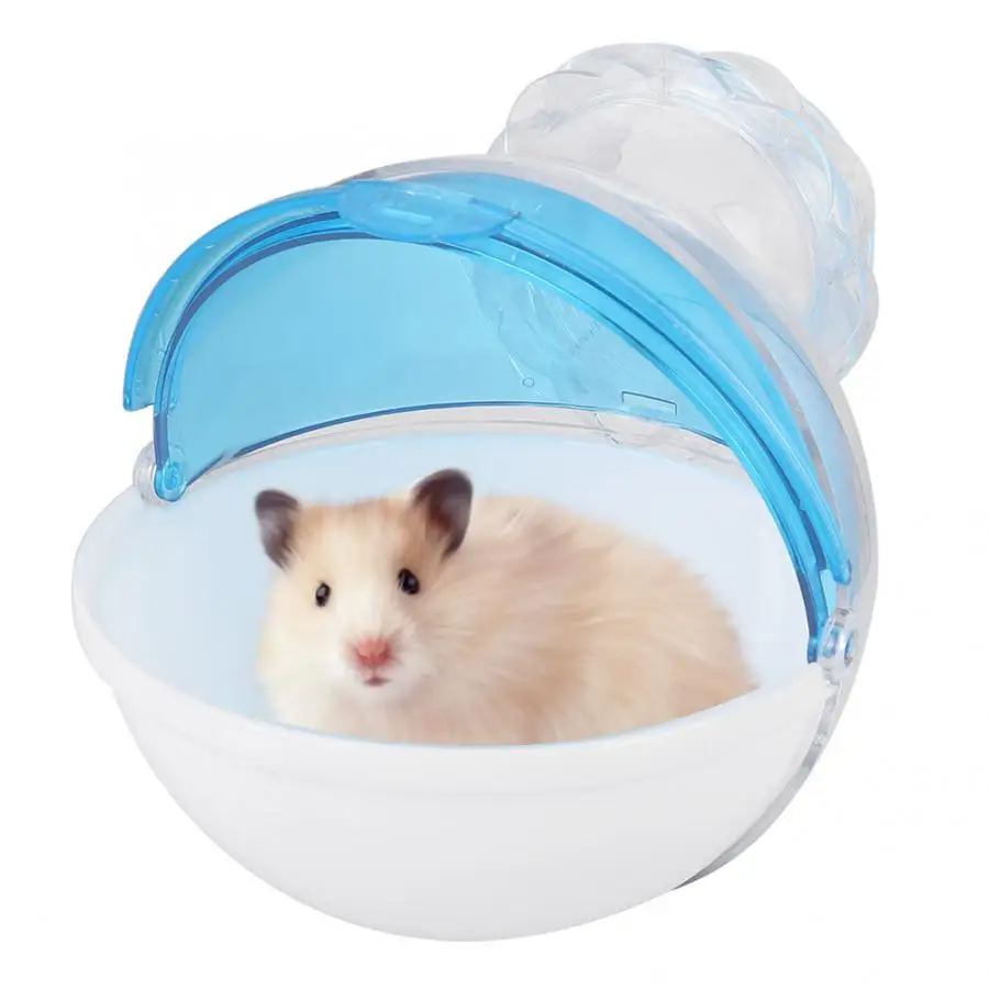 Синий Hamster Cage Acrylic Small Pet Cage External Bathroom Feeder Feeding Basin Bath Drinking Water Feeding - Цвет: Синий