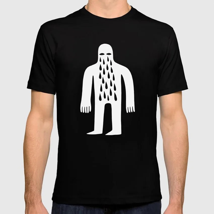 Плачущий человек футболка смелый призрак дух душа иллюстрация черный и белый