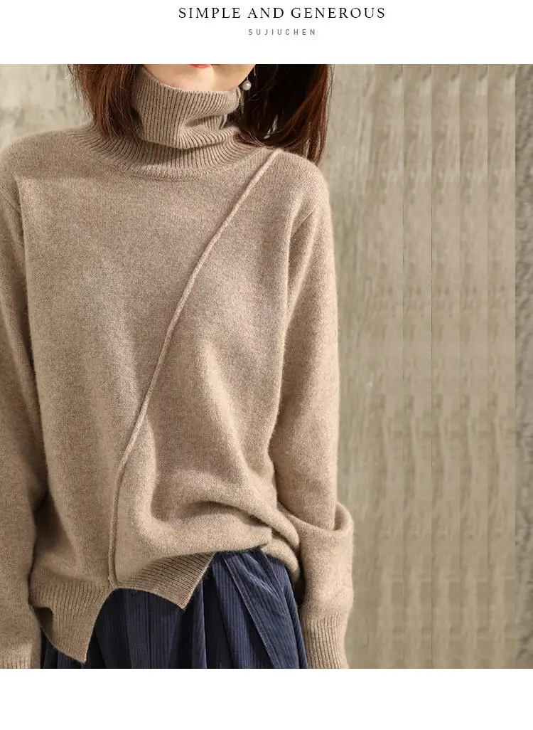Осень и зима высокий вырез кашемировый свитер Женская плотная трикотажная Свободная рубашка одежда женский свитер ворс свитер