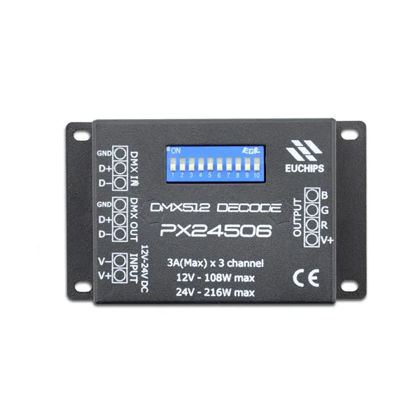 PX24506 DMX декодер драйвер RGB Усилитель контроллер для 5050 3528 RGB светодиодные ленты светильник 12-24 В