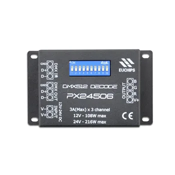 

PX24506 DMX Decoder Driver RGB Amplifier Controller For 5050 3528 RGB LED Strip Light 12-24V