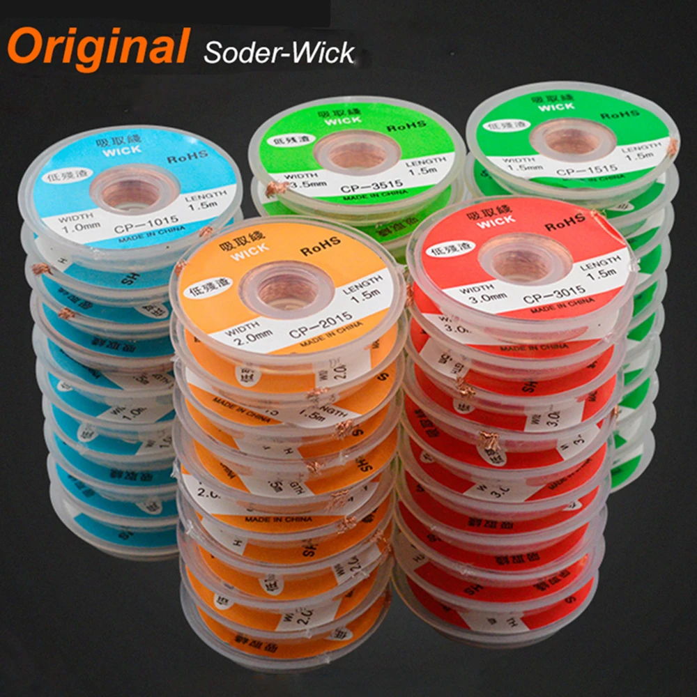 

5pcs 1.5/2/2.5/3/3.5mm Width 1.5M Length Desoldering Braid Welding Solder Remover Wick Wire Lead Cord Flux BGA Repair Tool