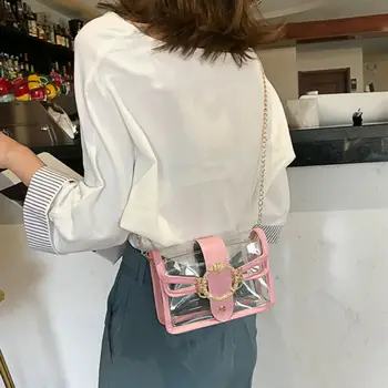 

Women Clear PVC Transparent Jelly Handbag Tote Messenger Crossbody Shoulder Bag Over Bags Satchel Bag Handbag