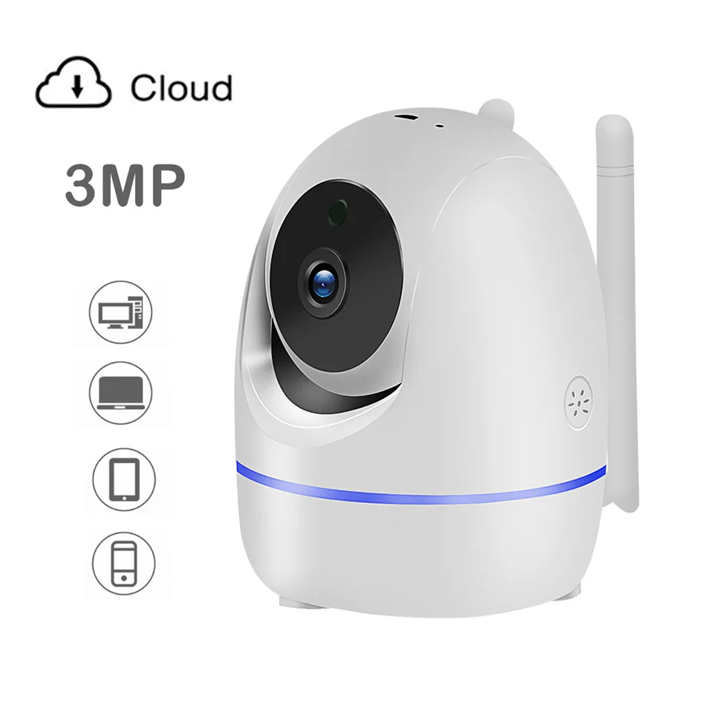 3MP WiFi облачный Детский Монитор ip-камера 360 PTZ IR Беспроводная мини интеллектуальное автоматическое отслеживание домашней видео безопасности