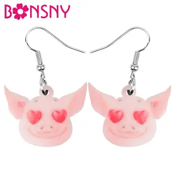 

Bonsny Acrylic Valentine's Day Anime Pig Heart Earrings Drop Dangle Jewelry For Women Girls Teen Charm Decoration Gift Accessory