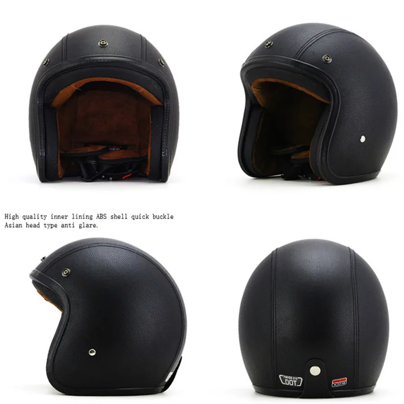 2021 Casco Jet quattro stagioni Open Face moto Scooter personalizzato Casco  in pelle nera|Helmets| - AliExpress