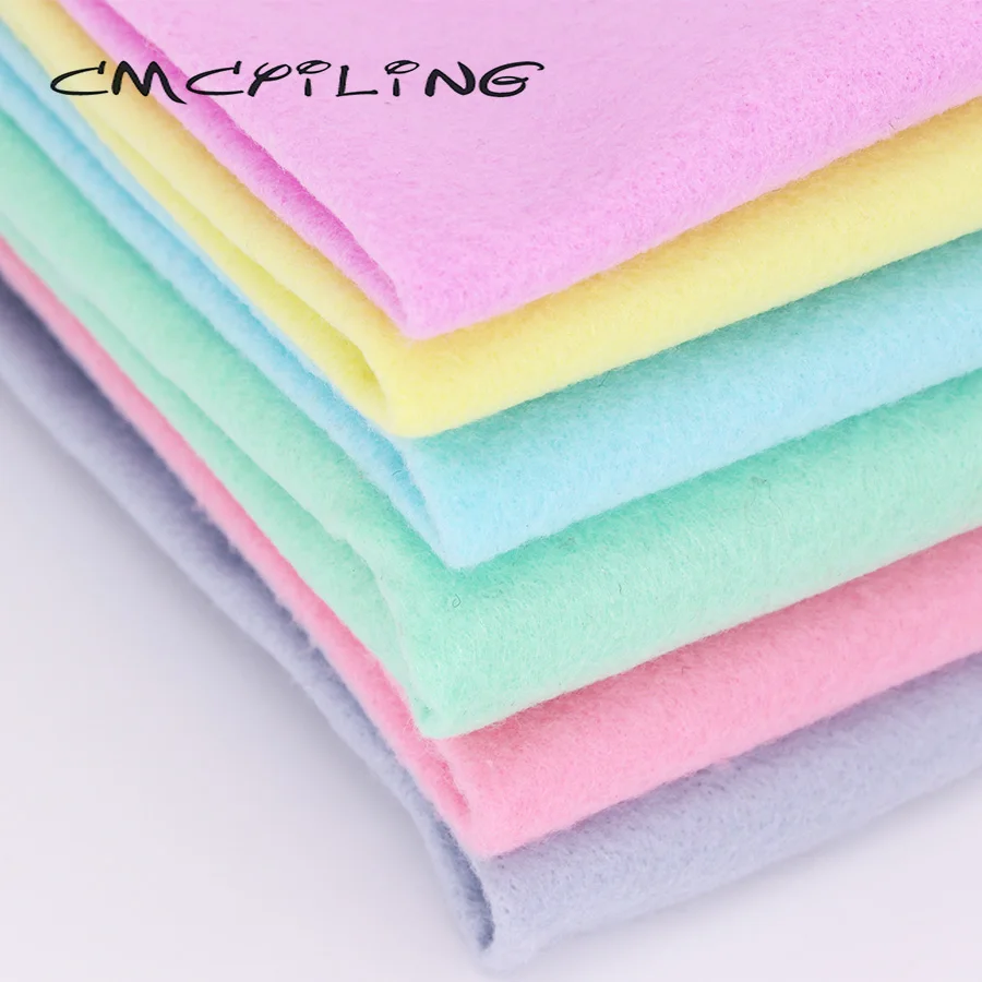 CMCYILING 6 Pcs/Lot Patchwork Soft Felt Fabric For Needlework DIY Sewing Dolls Crafts 1.2 MM Thickness Polyester Cloth 45*55CM