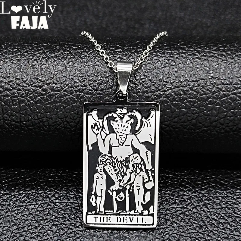 

2019 Stainless Steel Satan Necklace for Men Silver Color Necklaces & Pendants Jewelry Christmas Gift cadena hombre N19859