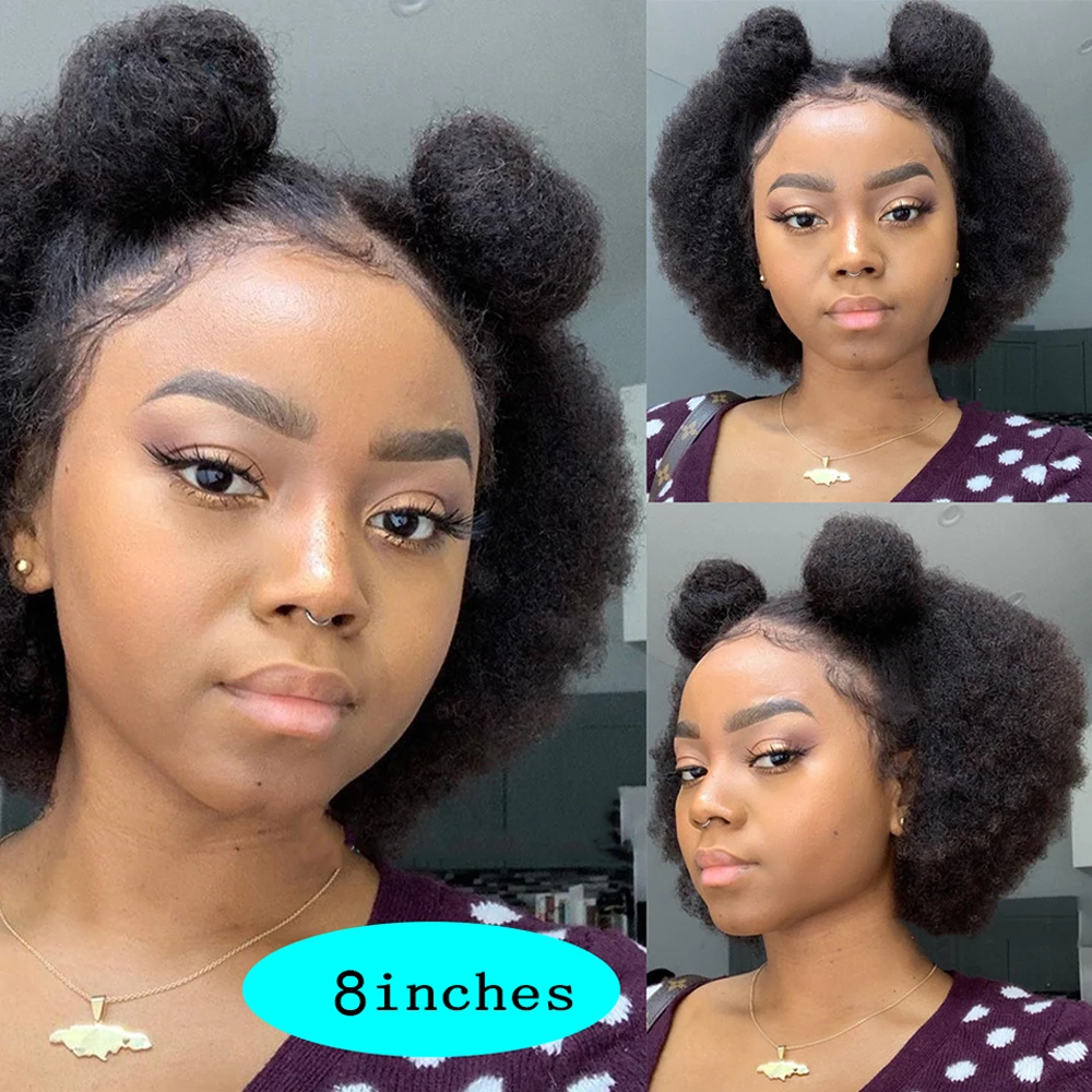 13X4 Pixie Invisible 150% Short Cut Bob Blunt Afro kinky Curly 13X6 Lace Front Human Hair Wigs With Baby Hair Preplucked Remy