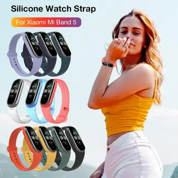 

New Replacement Silicone Wriststrap For Xiaomi Mi Band 5 Smart BraceletWaterproof Silicone Replace Smart Bracelet Strap Band