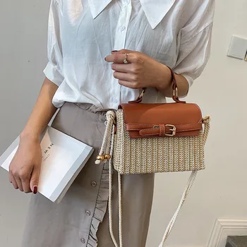 

2020 Bohemian Straw Bags for Women Beach Handbags Summer Vintage Rattan Bag Handmade Kintted Woven Crossbody Bag Purse