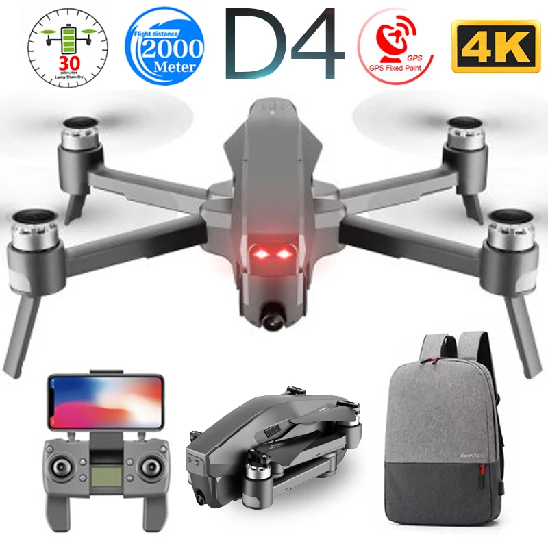 D4 Радиоуправляемый Дрон с камерой 4K HD 5G gps Квадрокоптер FPV 600 м WiFi видео 1,6 км Контроль расстояния полёт 30 минут игрушка вертолет